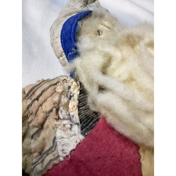 Vintage Folk Art Primitive Santa Claus Hand Made From A Quilt Patchwork Signed - Picture 16 of 16